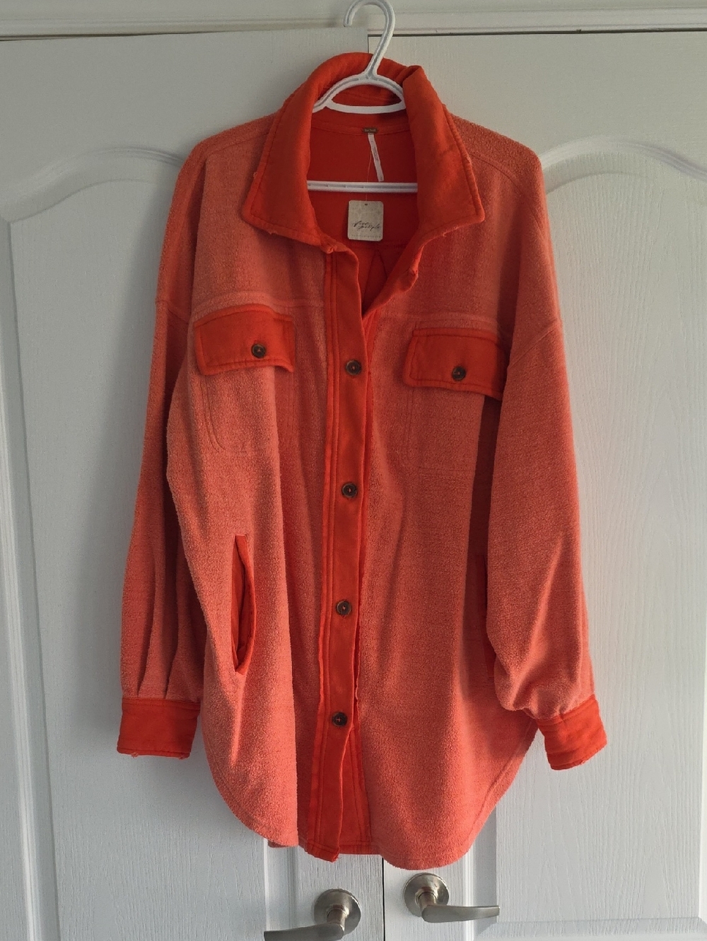 Free People Bright Coral Shacket